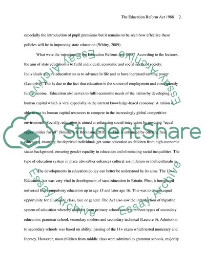 The Education Reform Act 1988