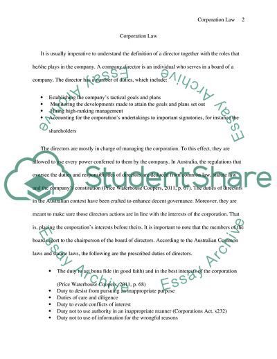 Corporation Law: The Duties of Directors