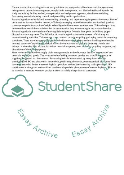 Examining Current Trends in Reverse Logistics