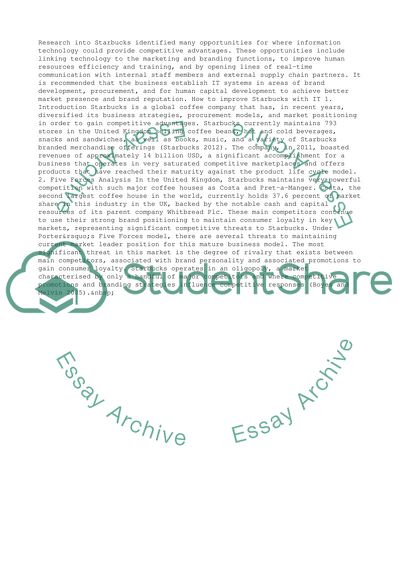 Management of Information Technology. How can you improve Starbucks with the use of IT