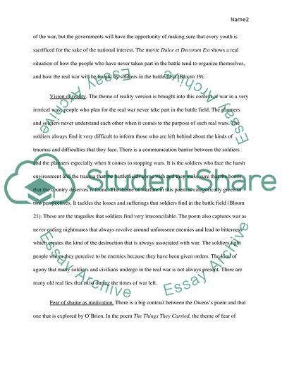 The Theme of War in the Works by W. Owen and T. OBrien