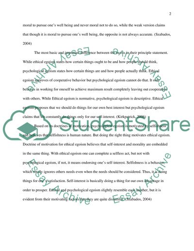 Psychological and Ethical Egoism