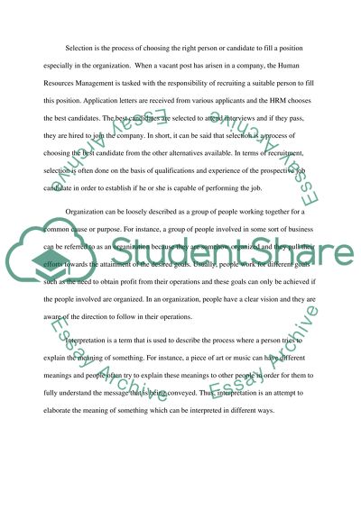 Selection of Candidates for Position