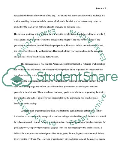 A Plea to Stop the War by Clement Vallandigham