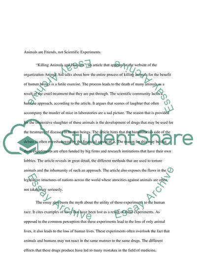 Animals are Friends, not Scientific Experiments