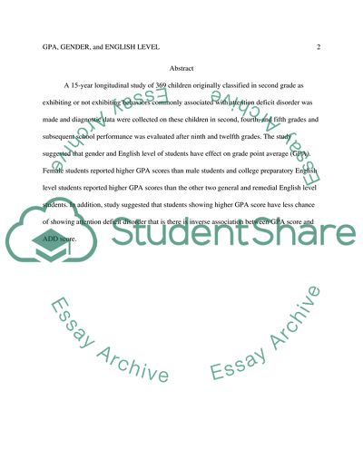 Effect of Gender and English Level on Grand Point Average