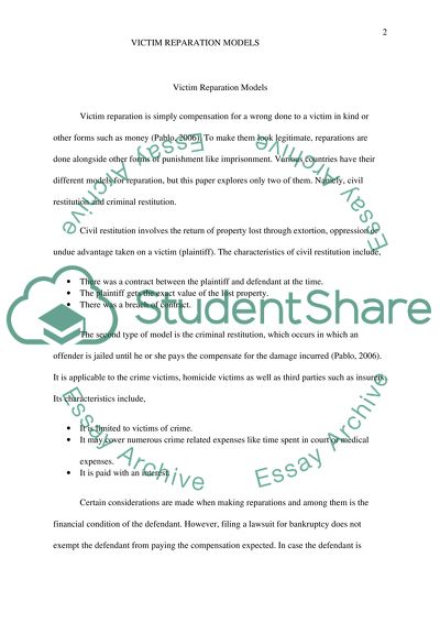 Victim Reparation Models