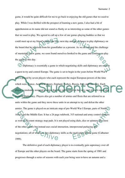 Reflection Paper on The Game Diplomacy