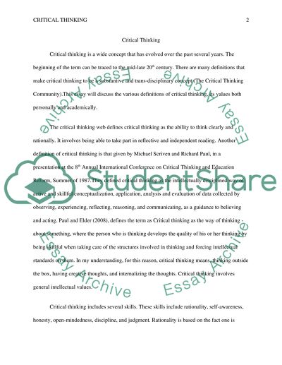 Critical Thinking Is a Wide Concept