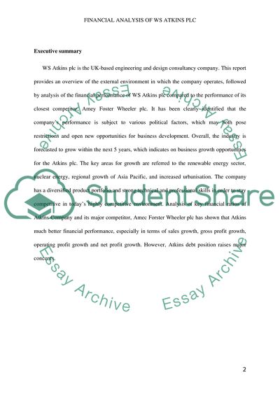 Financial Analysis of WS Atkins Plc
