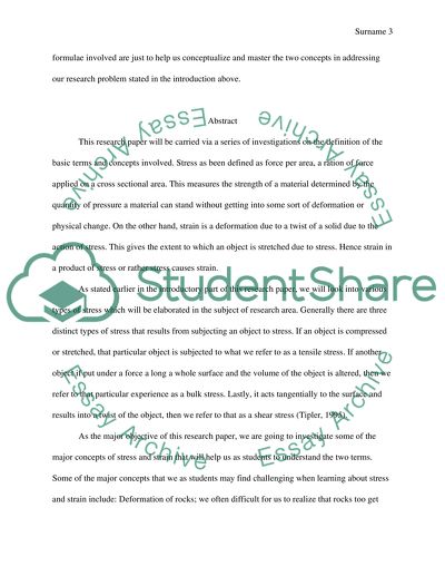 Stress and Strain Physics