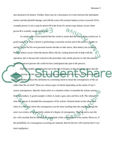 Trespass On The Person; Battery