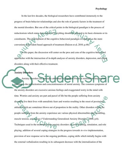 Biological and Cognitive Approaches to Mental Disorders