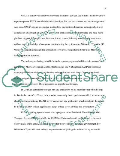 Comparison of Operating Systems