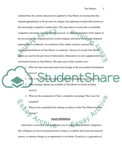 New Product Development Process of Tata Motors