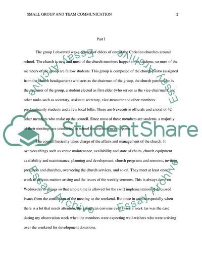 Small Group and Team Communication