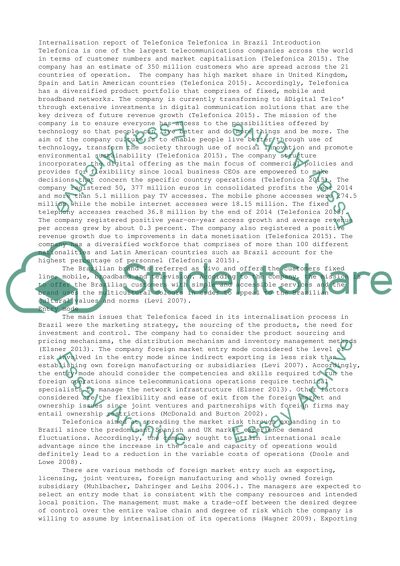 Internalization Analysis of Telefonica