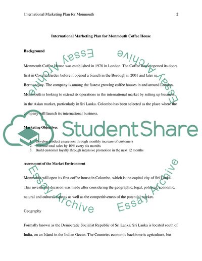International Marketing Plan for Monmouth Coffee House
