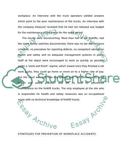 Strategies for Prevention of Workplace Accidents