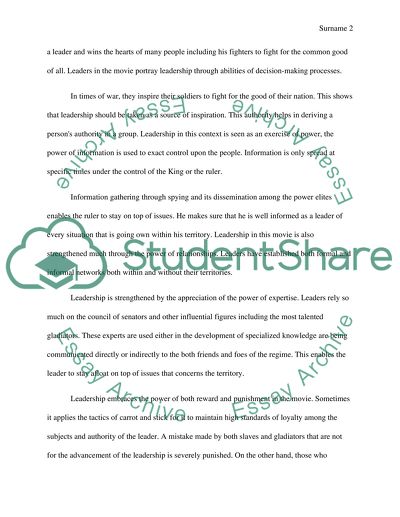 Leadership Roles as in the Movie the Gladiator