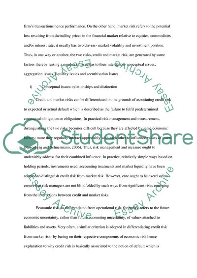 Credit Risk and Market Risk