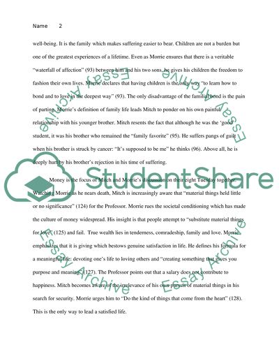 Family and Money in Tuesdays with Morrie