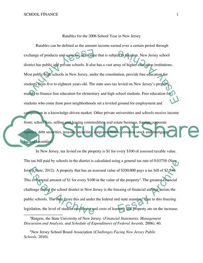 School Finance in New Jersey
