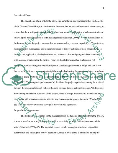 Risks Management Analysis of the Channel Tunnel Project