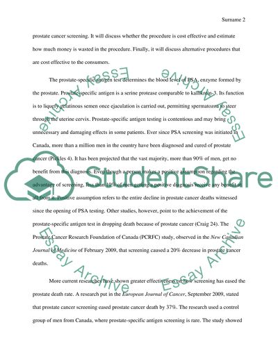 Prostate-Specific Antigen Test in Canada