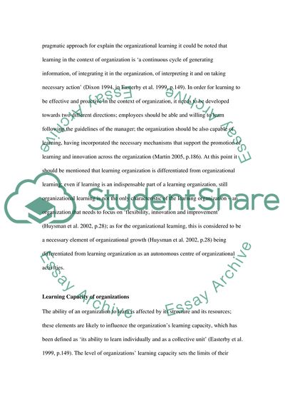 Development of Learning Organizations and Its Strategic Planning