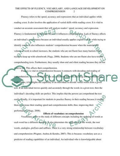 The effects of fluency, vocabulary, and language development on comprehension