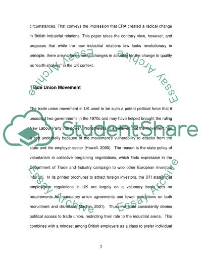 Mandatory Union Recognition and the UK Employment Relations