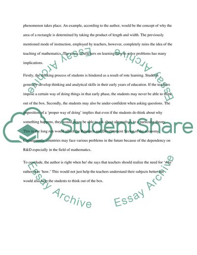 Treatment of Mathematics as a Subject Only