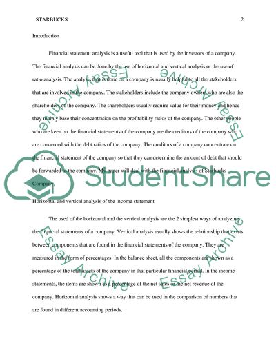 Analysis of the Income Statement of Starbucks