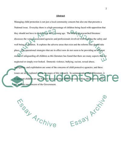 The Safe Guarding of the Child