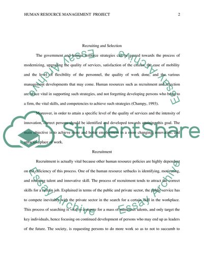 Human Resource Management Project, Recruiting and Selection