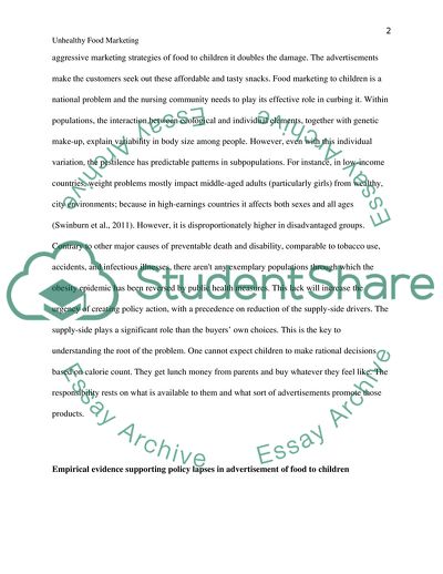 Unhealthy Food Marketing as a Public Health Policy Priority Issue