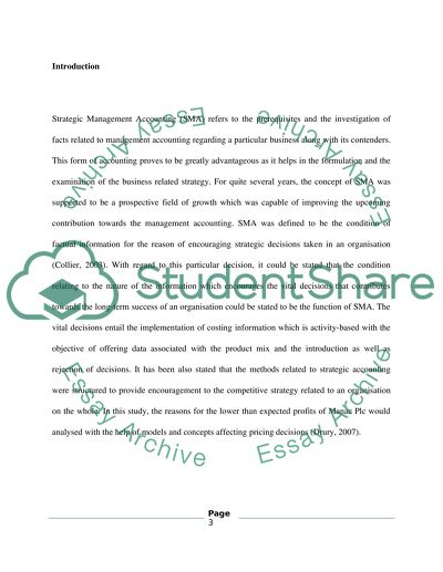 Strategic Management Accounting: the reasons for the lower than expected profits of Manac Plc