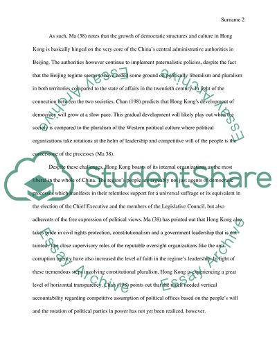 Political Pluralism in Hong Kong