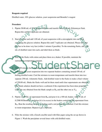 Rate of Glucose Uptake by Yeast Cells