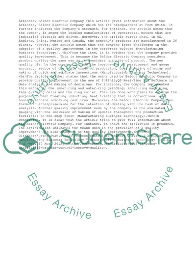 Analysis of Articles about Baldor Electric Company