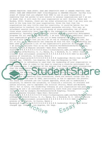 Shared Practice: Case Study: IDEO and Creativity Part II