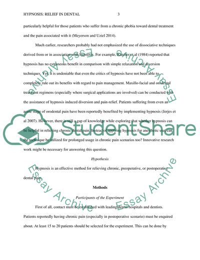 Relief in Dental Pain by Hypnosis