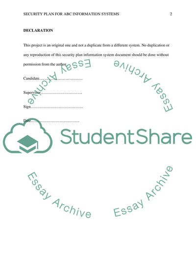 Security Plan for ABC Information Systems