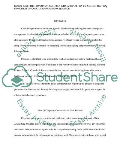 The board of Comvitea Ltd appears to be committed to principles of good corporate governance