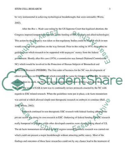 History of Stem Cell Legislation in the United States