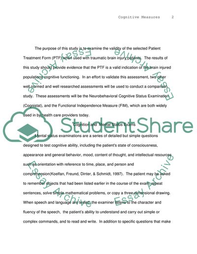 Relationship between the Neurobehavioral Cognitive Status Examination