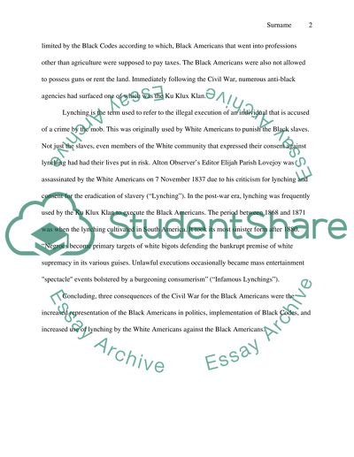 Black Americans suffers ater war