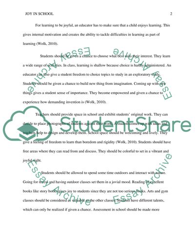 Article #5 Joy in School by Steven Wolk