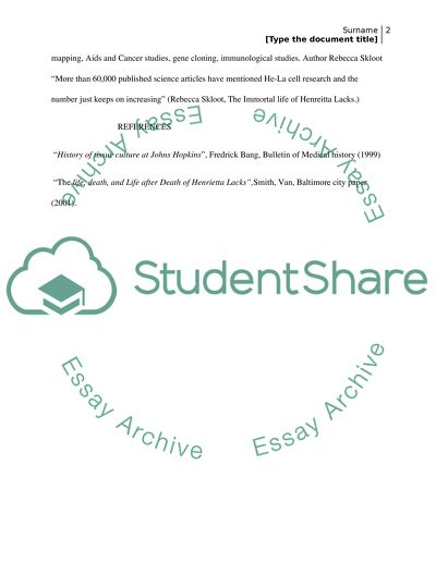 Henriettas Immortal Cells